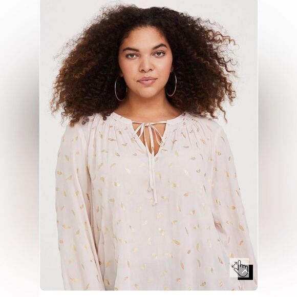 Crepe Tie Neck Blouse Size 2 Plus - Picture 3 of 11